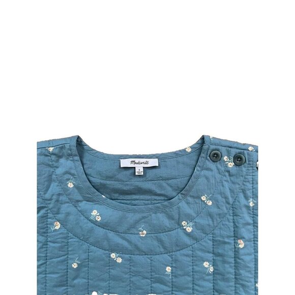 Madewell Quilted Button Shoulder Top in Amie Floral summer breeze S A000564 - Picture 6 of 12